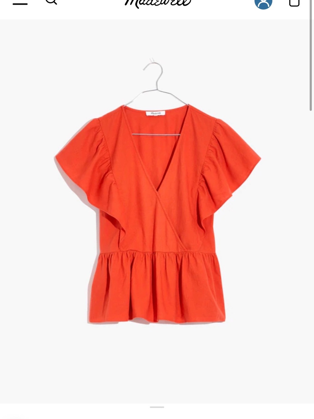 Linen-Blend Flutter-Sleeve Peplum Top